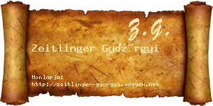 Zeitlinger Györgyi névjegykártya